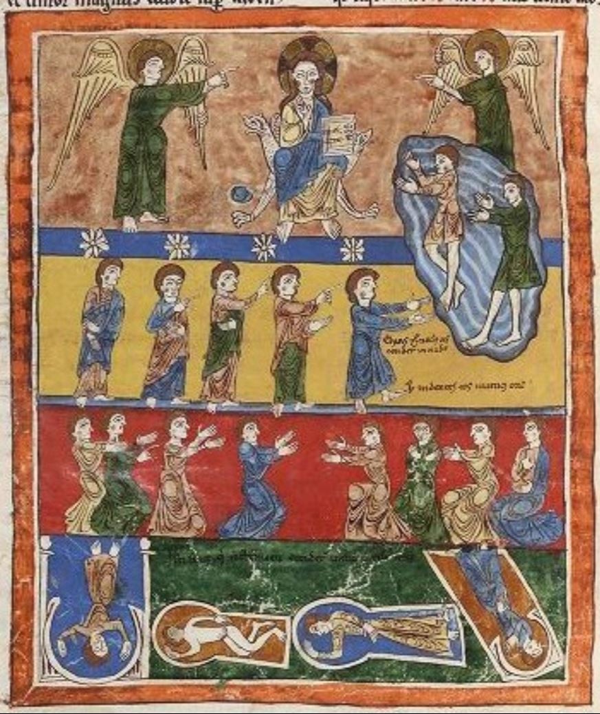 Apo 11,11-13 1180-90 Beatus de Manchester, John Rylands Library, Latin MS 8 fol 139v Ascension des deux témoins