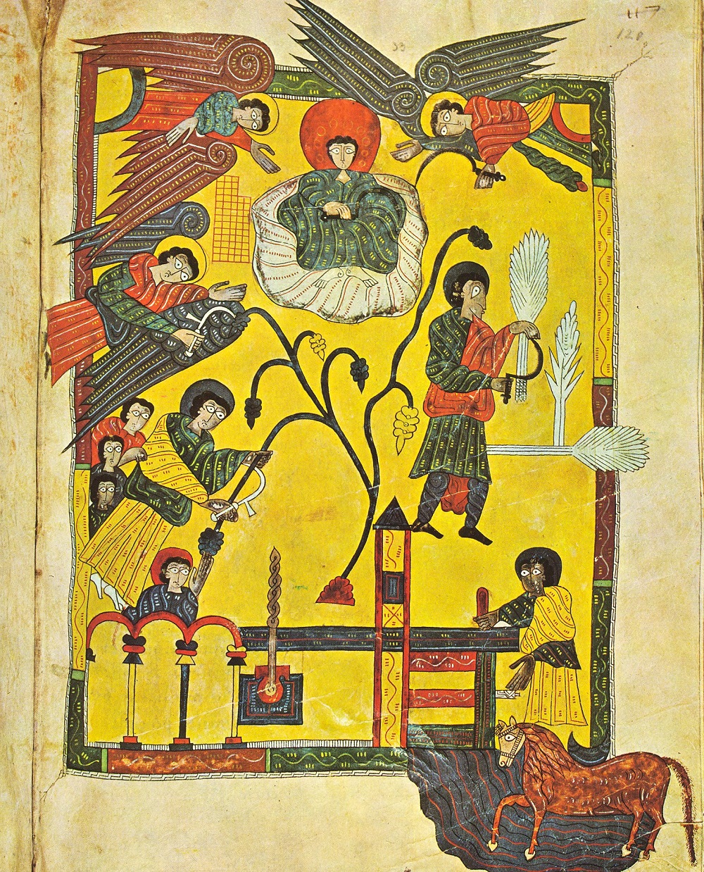 Apo 14,14-20 1000 Beatus-de-l Escorial-Moisson-et-Vendange-eschatologique-folio-120