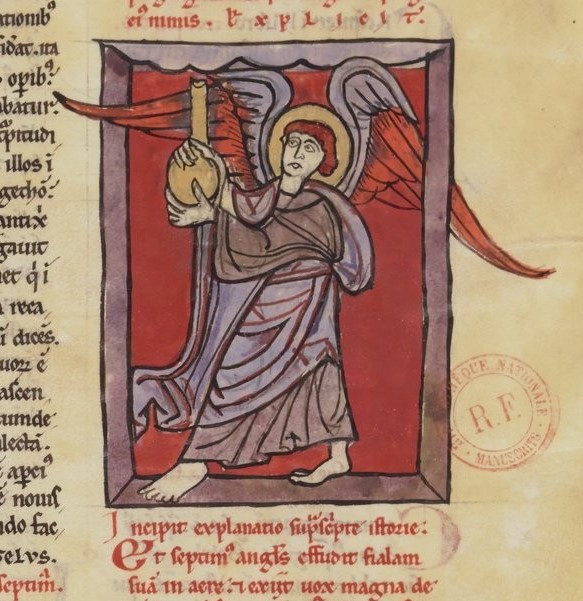 Apo 16,17-21 1180 ca Beatus de Navarre BNF NAL 1366 fol 127r Le septième ange