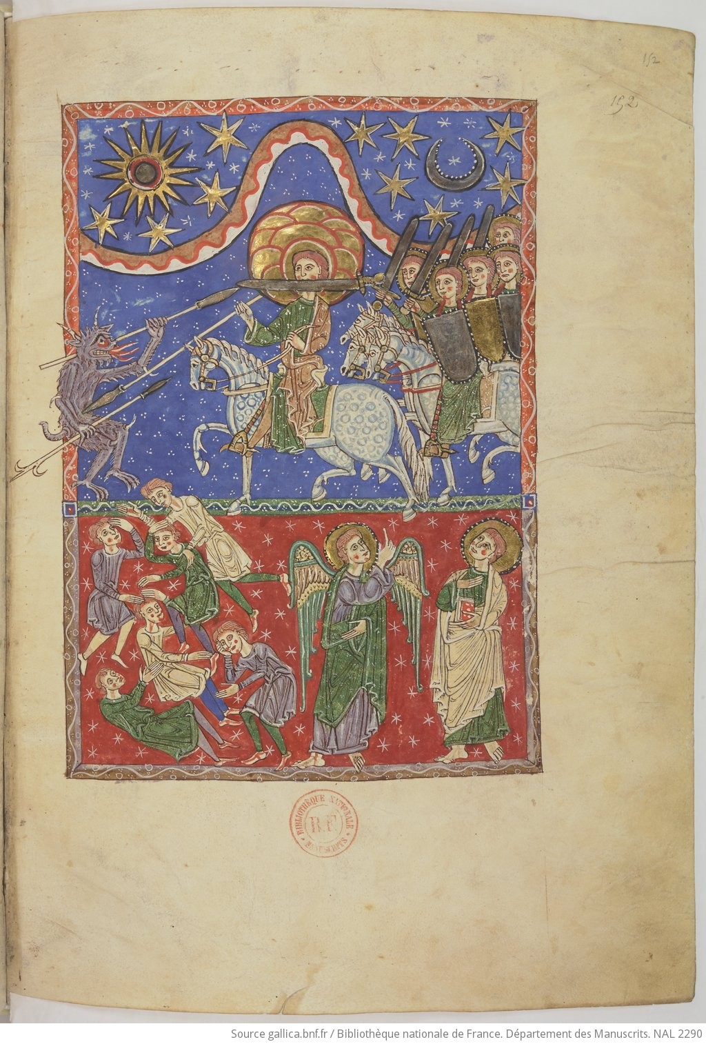 Apo 19,11-16 1220 ca Beatus de San Andrés de Arroyo BNF NAL 2290 fol 152r Armée céleste