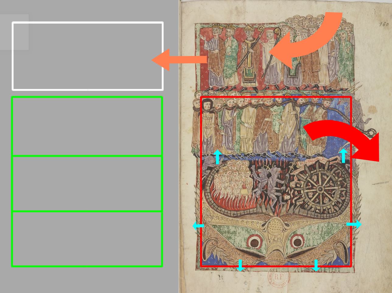 Apo 20,11-15 1220 ca Beatus de San Andrés de Arroyo BNF NAL 2290 fol 160r Jugement Dernier schema