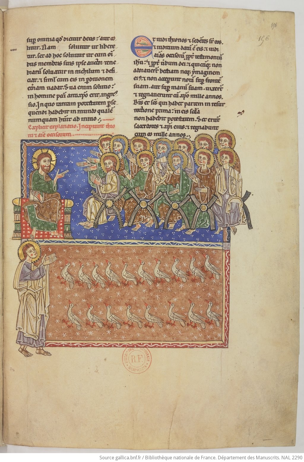 Apo 20,4-6 1220 ca Beatus de San Andrés de Arroyo BNF NAL 2290 fol 156r Règne de mille années