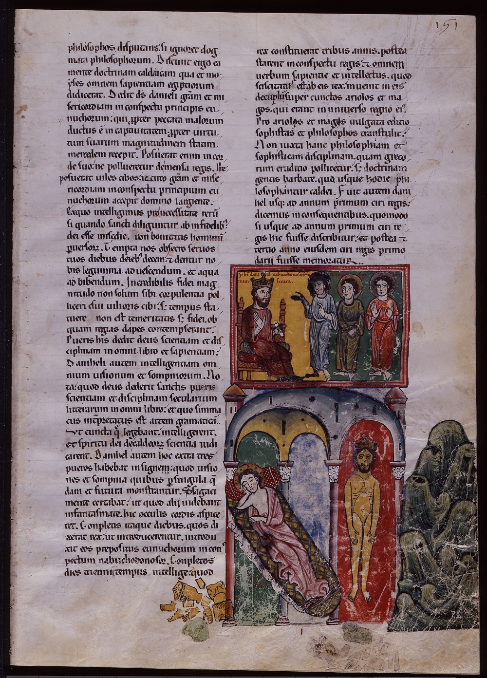 Dan 2,1-34 1220 Beatus de Las Huelgas Morgan MS M.429, fol. 151 r Nebuchadnezzar Daniel inerpreting.