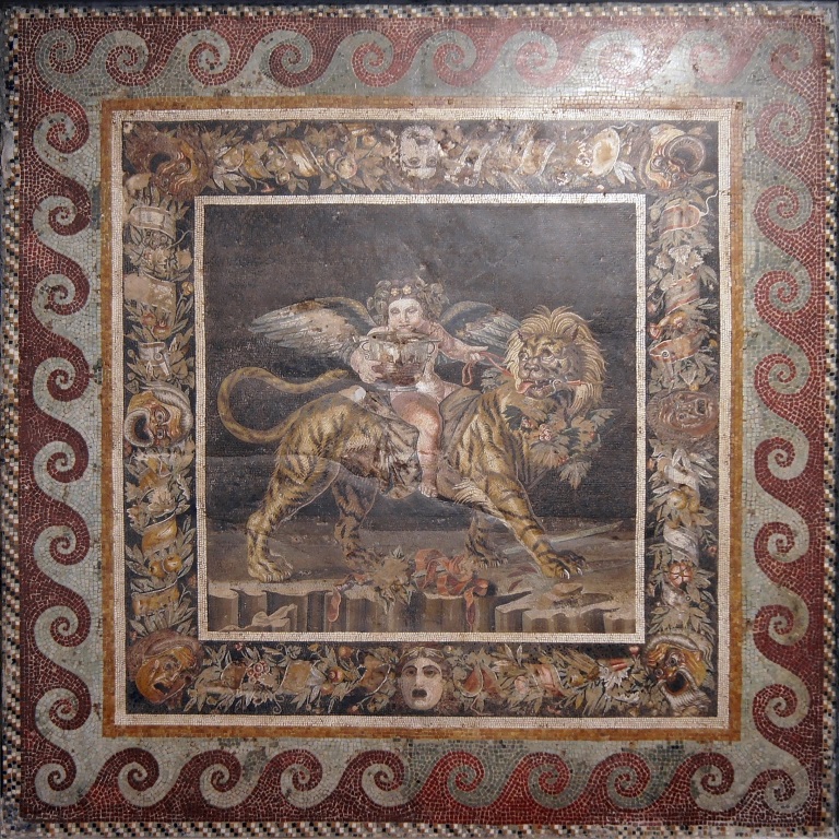 Dionysos et tigre , mosaïque, Maison du Faune, Pompéi ; Musée archéologique national de Naples