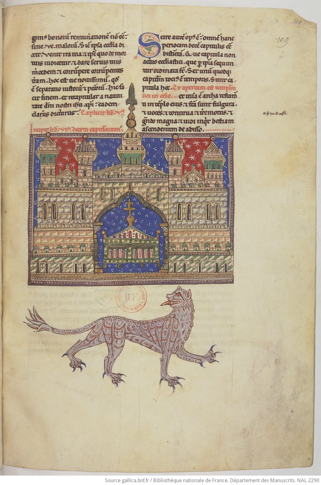 apo 11,19 1220 ca Beatus de San Andrés de Arroyo BNF NAL 2290 fol 109r Bête de l'abysse