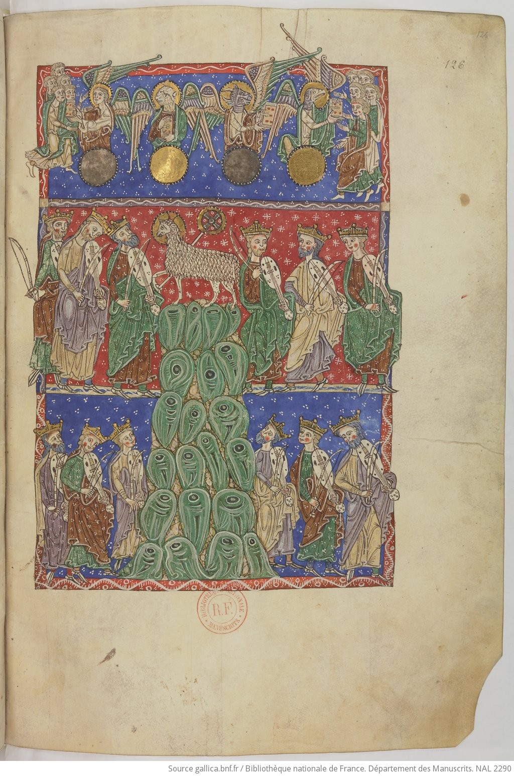 apo 14,1-5 1220 ca Beatus de San Andrés de Arroyo BNF NAL 2290 fol 126r Agneau sur le mont Sion