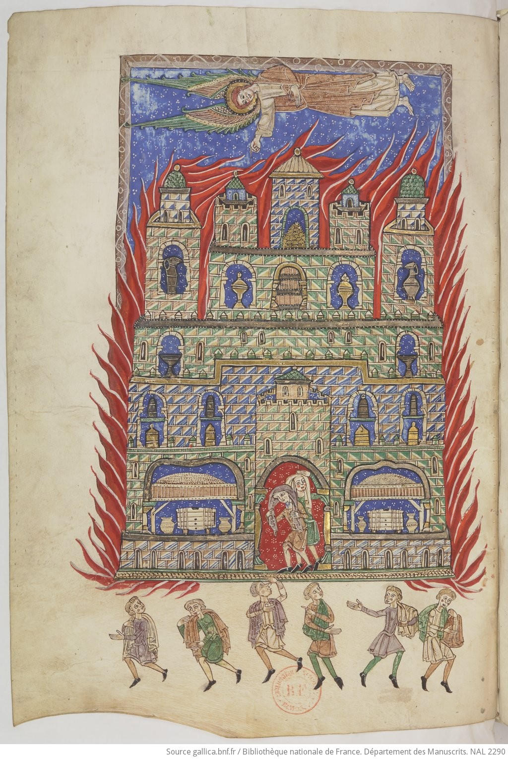 apo 18,1-20 1220 ca Beatus de San Andrés de Arroyo BNF NAL 2290 fol 147v Chute de Babylone