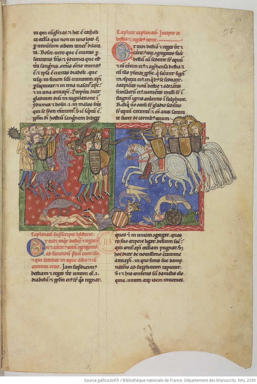 apo 19,19-21 1220 ca Beatus de San Andrés de Arroyo BNF NAL 2290 fol 154r Victoire des cavaliers sur la Bête