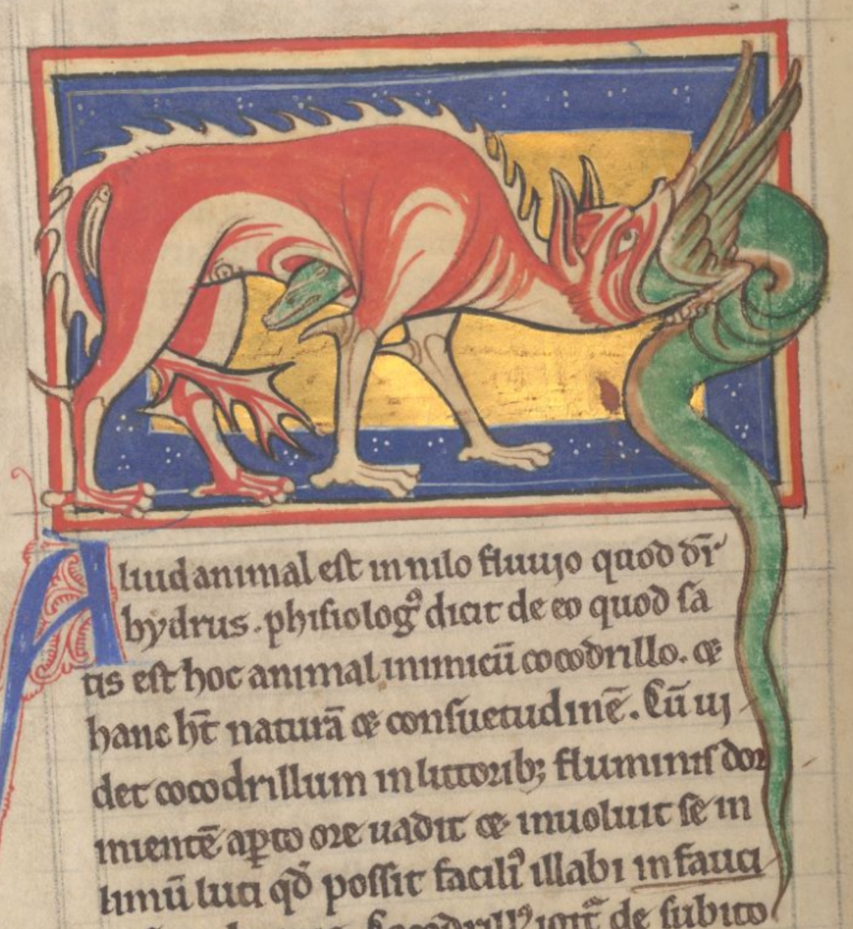 crocodile-hydre-1185-Worksop-Bestiary-Morgan-Library-MS-M.81-fol-15v