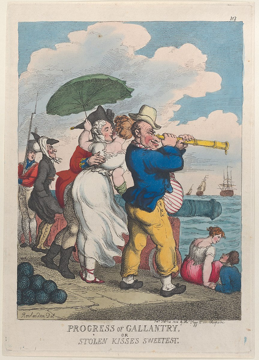 thomas-rowlandson-14 février 1814 les progrès de la galanterie ou les baisers volés sont les plus doux