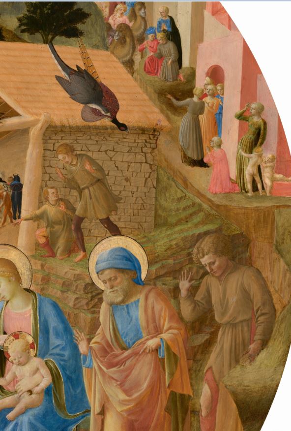 1445 ca Fra angelico et Fra_Filippo_Lippi_-_Adoration_of_the_Magi_NGA detail gens de Bethleem