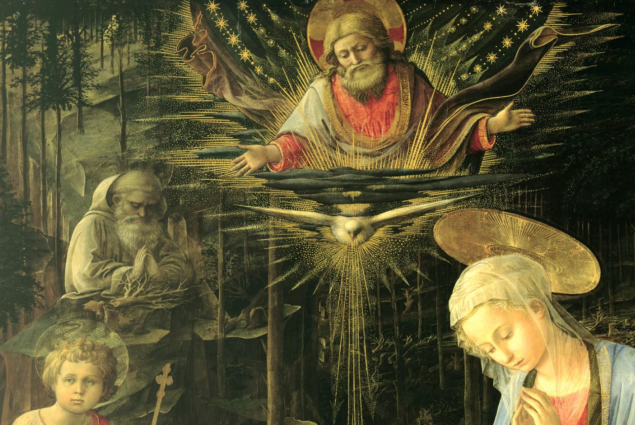 1457-59 Fra_Filippo_Lippi The_Adoration_in_the_Forest_-Berlin detail rayonnements