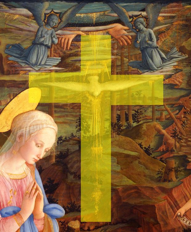 1463 Adorazione di Camaldoli with_the_young_St._John_the_baptist,St._Romuald,_Filippo_Lippi Offices detail croix