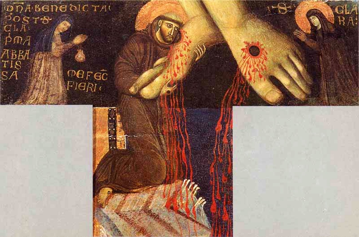 1255–1260, Croix de l'abbesse Benedetta, Maître de Sainte Claire,Santa Chiara, Assise (detail)