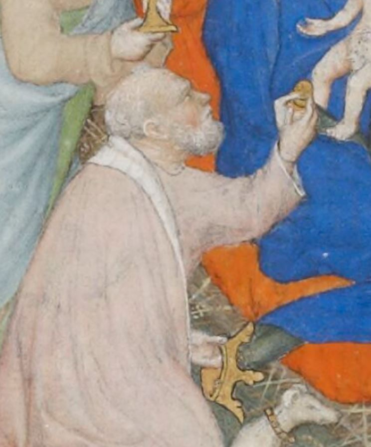1385-90 Jacquemart_de_Hesdin_-_Lat_18014_f42v_The_Adoration_of_the_Magi_from_Les_Petites_Heures_de_Duc_de_Berry detail