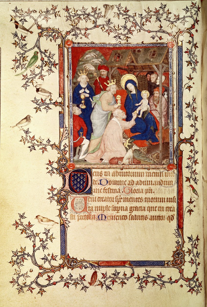 1385-90 Jacquemart_de_Hesdin_-_Lat_18014_f42v_The_Adoration_of_the_Magi_from_Les_Petites_Heures_de_Duc_de_Berry