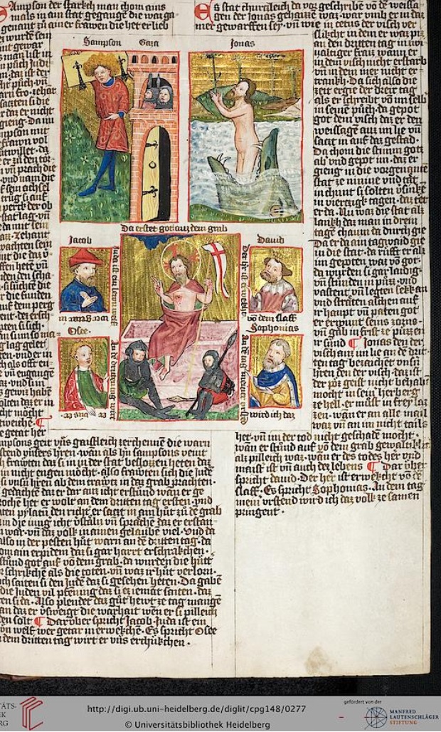 1430-50 Biblia pauperum Resurrection Universitätsbibliothek Heidelberg, Cod. Pal. germ. 148 fol 135r