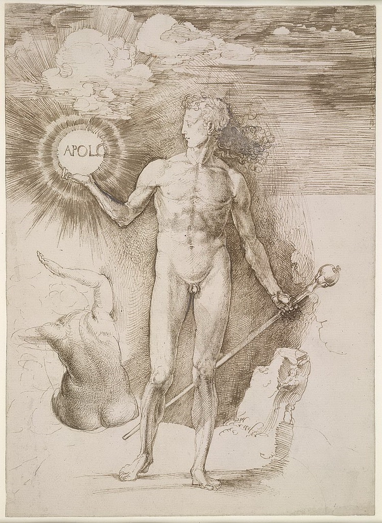 1501-04 Albrecht_Dürer_-_Apollo_with_the_Solar_Disc Bristih Museum dessin inversé