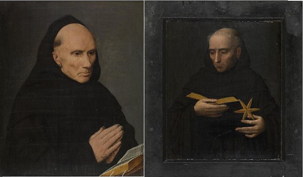 1579 disciple de Pieter Pourbus Diptych_Portrait_Rogerius_de_Jonghe_and_Saint_Nicolas_de_Tolentino Musée Groeninge Bruges