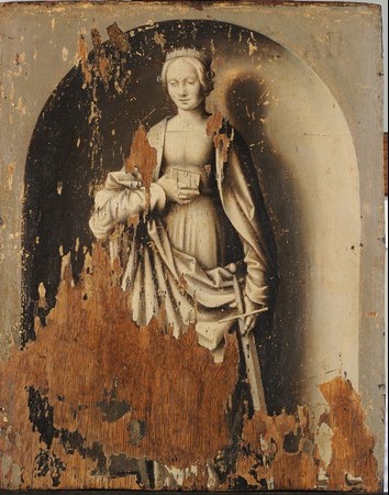 Lucas Cranach l'Ancien 1508 Portrait of Woman in Prayer Musee des BA Bale reverse
