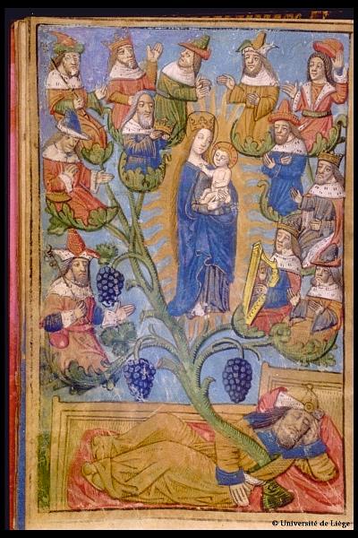 Arbre de Jessé Livre d'heures (ms. Wittert 28, f° 21v) France, XVe s