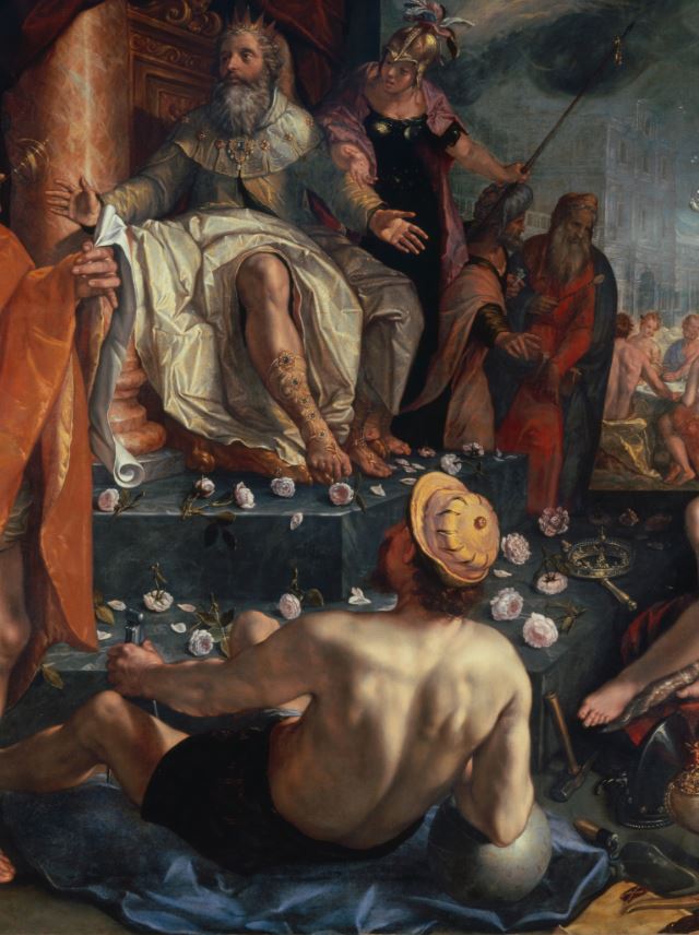 Hendrick_Goltzius_Hermes_presenting_Pandora_to_King_Epimetheus,_1611 kunstmuseum basel detail Epimethee-Promethee