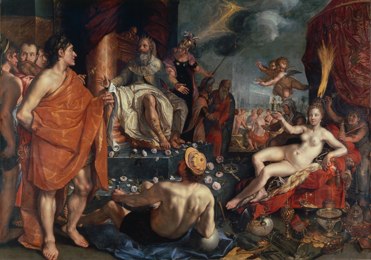 Hendrick Goltzius; Hermes präsentiert Pandora dem König Epimetheus; 1611