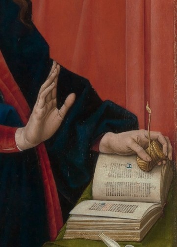 Annonciation detail rat de cave Memling 1465-70 MET