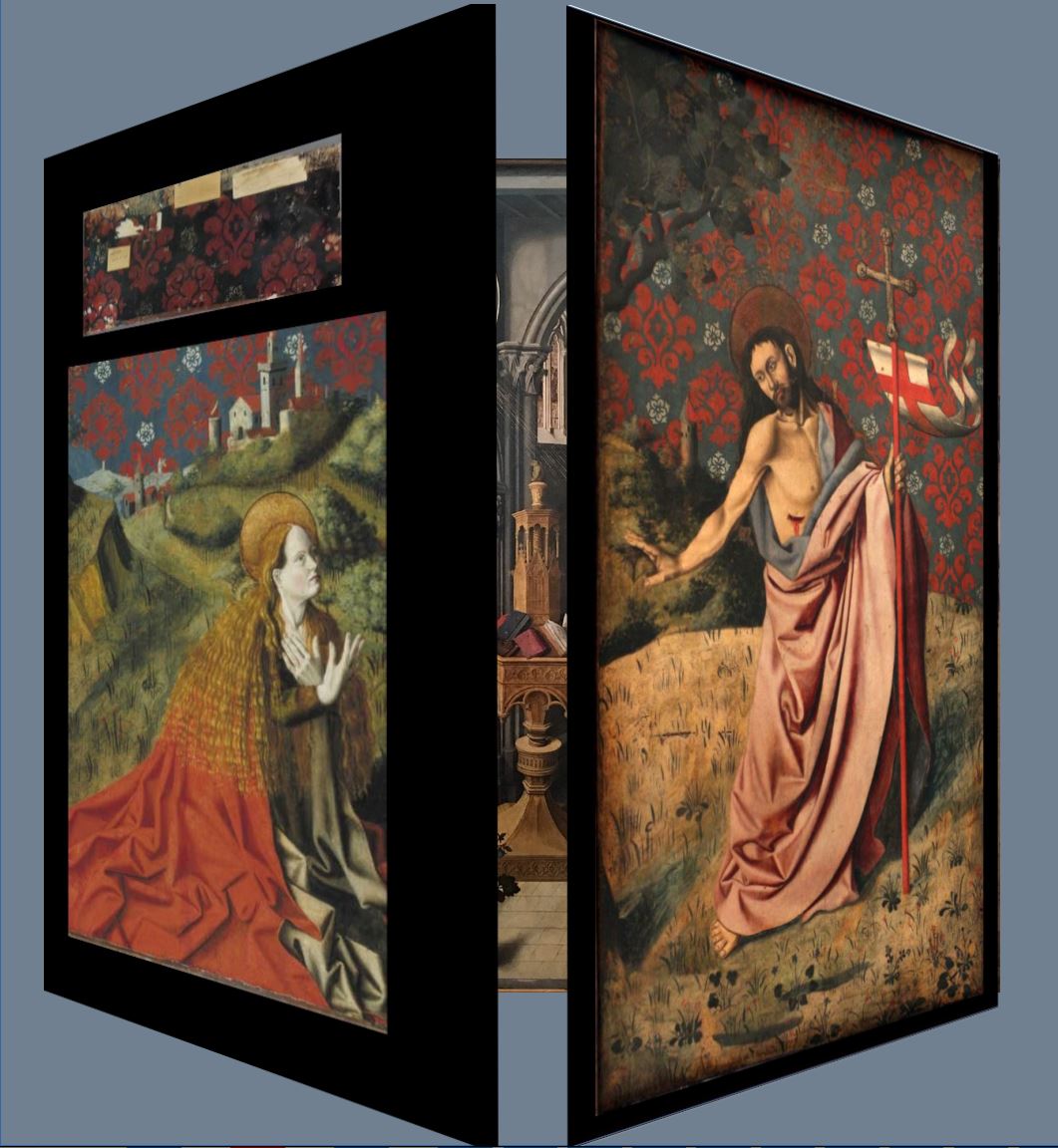 Barthélémy d'Eyck (attr) 1445 ca Musée du Vieil-Aix Annonciation triptyque entrebaille