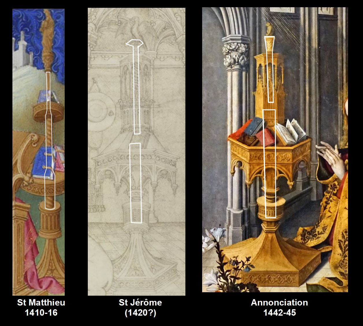 Barthélémy d'Eyck (attr) 1445 ca Musée du Vieil-Aix Annonciation triptyque schema roues a livres