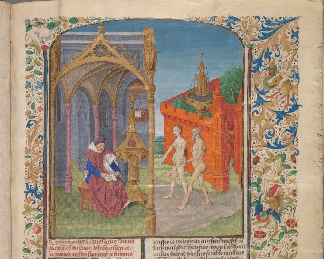 Maitre du Boccace de Geneve 1460 ca Boccace relatant l'histoire d'Adam et Eve Genève, BPU ms. 191, fol. 1