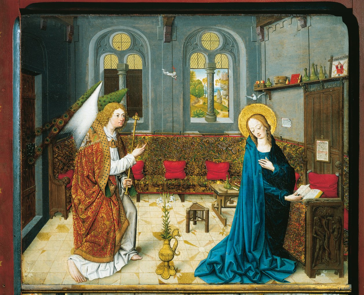 Master_Aachen_-_The_Annunciation_from_the_Stories_from_the_Life_of_Mary_-_Treasury at the Minster in Aachen 1485