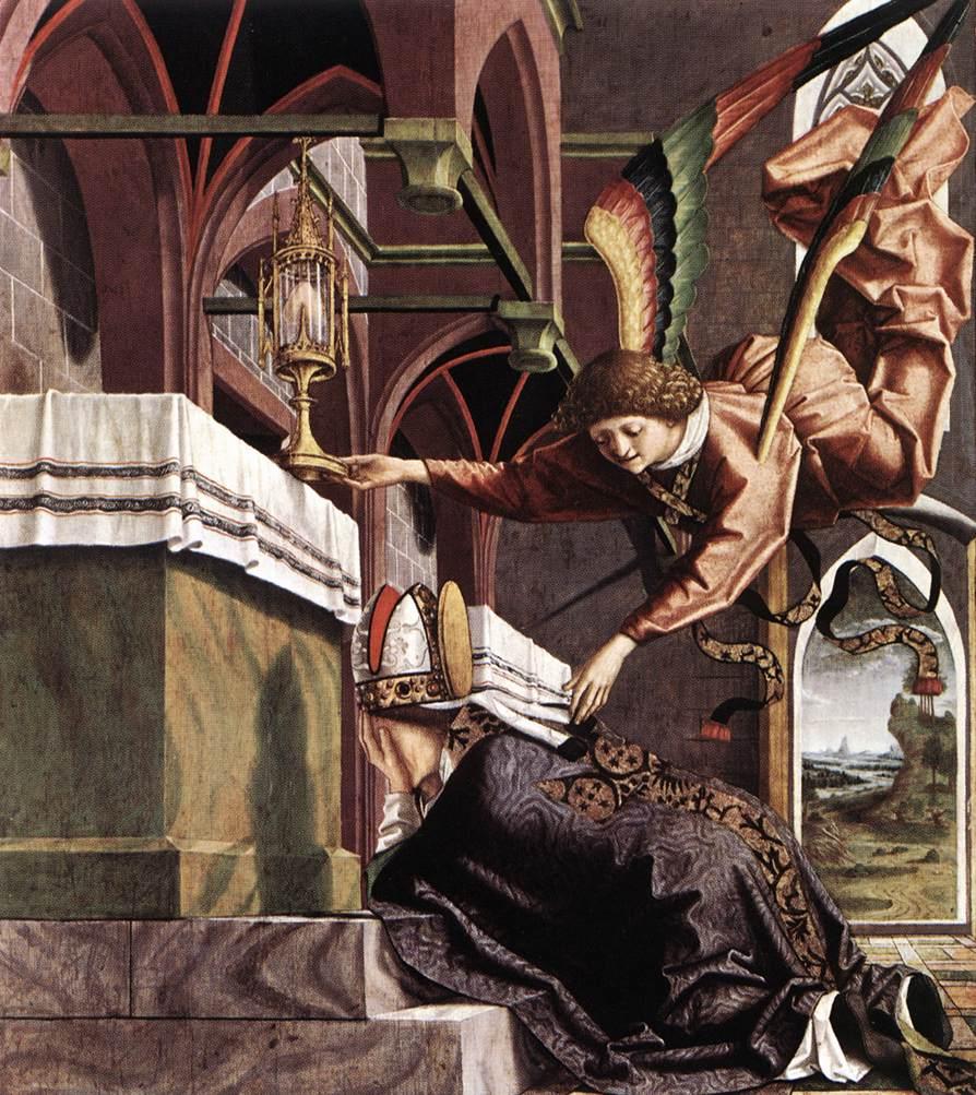 Michael_Pacher_-_Altarpiece_of_the_Church_Fathers_1480 -_Vision_of_St_Sigisbert_-_Alte Pinalothek Munich