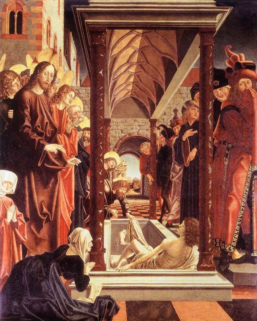 Michael_Pacher_-_St_Wolfgang_Altarpiece_1471-81-_Resurrection_of_Lazarus_-Sankt Wolfgang im Salzkammergut