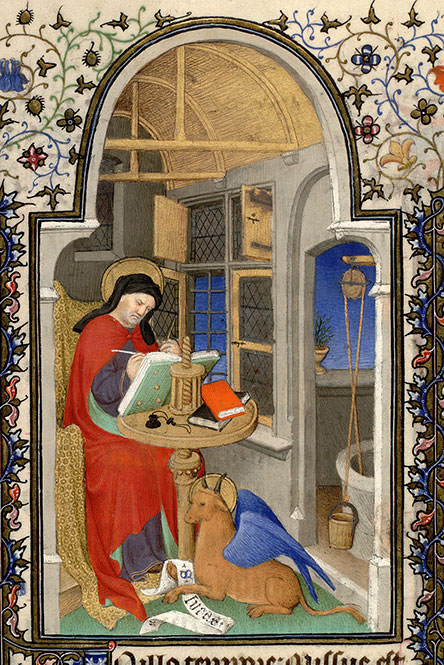 Saint Luc, Livre d'Heures, vers 1410-1415, Maitre de la Mazarine, Paris Bibliothèque Mazarine 469 folio 7