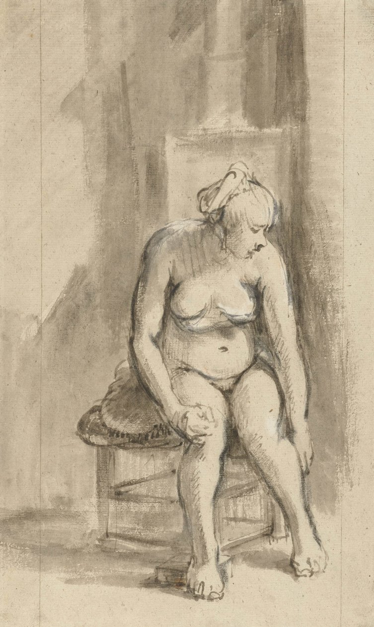 1661 Rembrandt_van_Rijn_-_Nude_Woman_Seated_by_a_Stove rijksmuseum