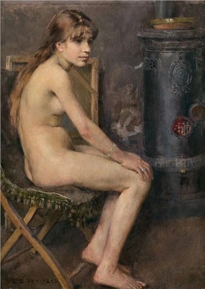 1883 Alphonse-Étienne Dinet, Jeune femme nue à l'atelier, coll part