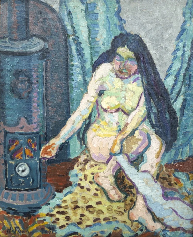 1910 Helene Funke Nu au poele