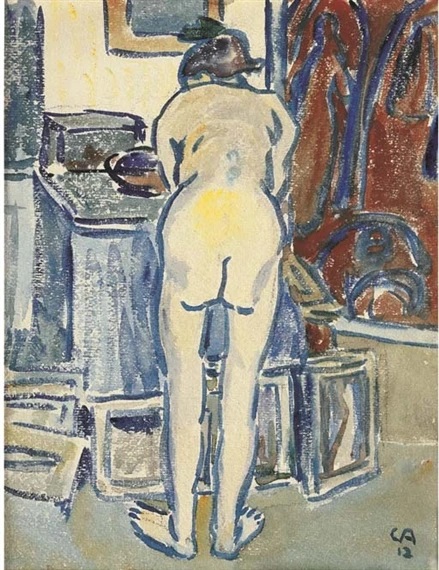 1912 Cuno Amiet Rückenakt vor roter Apfelernte