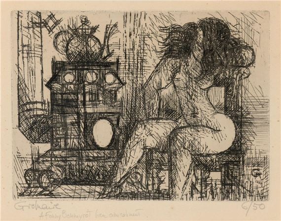 1944 Marcel Gromaire Woman sitting in front of a stove