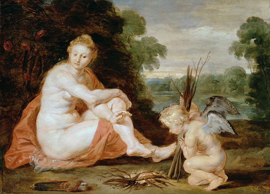 1610 ca peter-paul-rubens (ecole) venus-and-cupid-warming-themselves Dulwich Picture Gallery