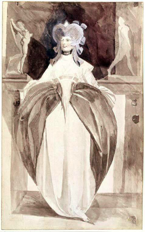 1791 Henry_Fuseli Femme en costume du XVIIe siècle esquisse