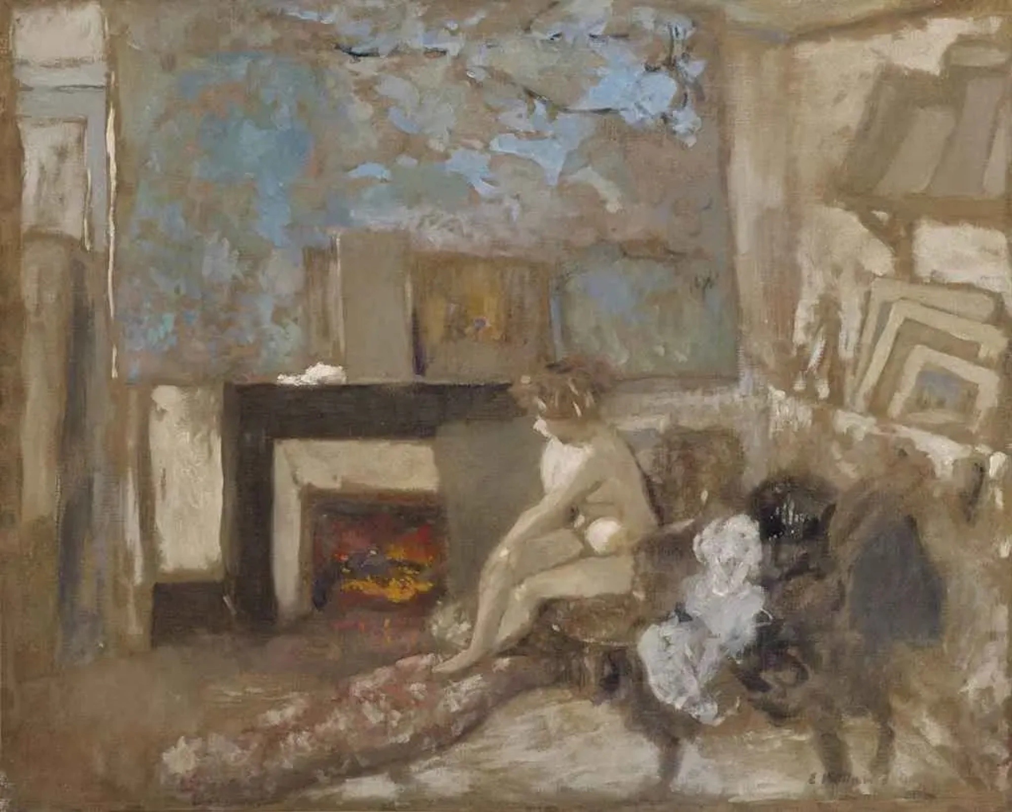 1900-01 Vuillard Modèle nu près de la cheminée dans l'appartement de la rue Truffaut coll part