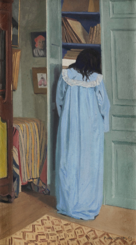 1903,Intérieur, femme en bleu fouillant dans une armoire, Vallotton, Musée d'Orsay
