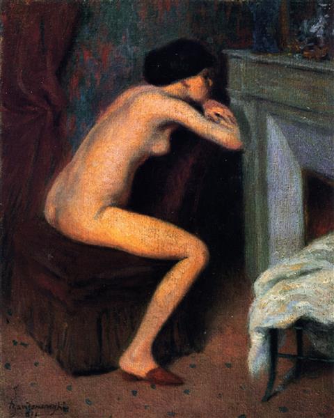 1911 Federico Zandomeneghi In front of the fireplace