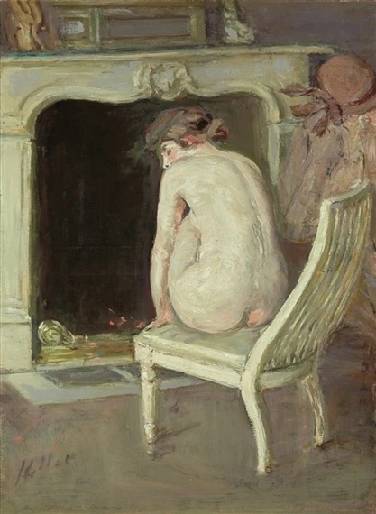 1920 ca paul cesar helleu femme_nue_se_rechauffant_devant_cheminee