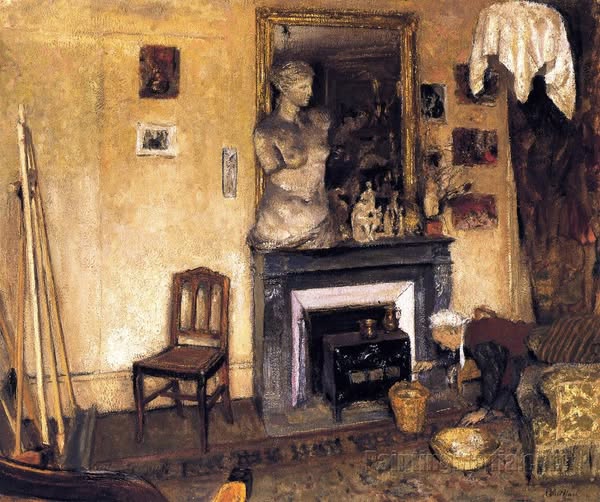 1924 Madame Vuillard lighting a 'Mirus' Stove, 1924. (c) Flint Institute of Arts, Flint