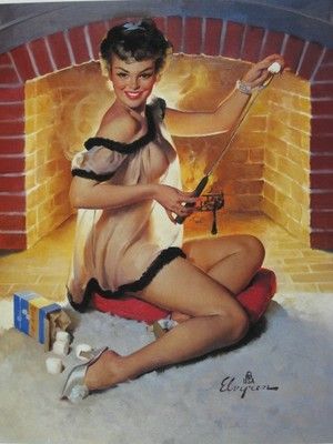 1959 Gil Elvgren Pinup Girl A Warm Welcome
