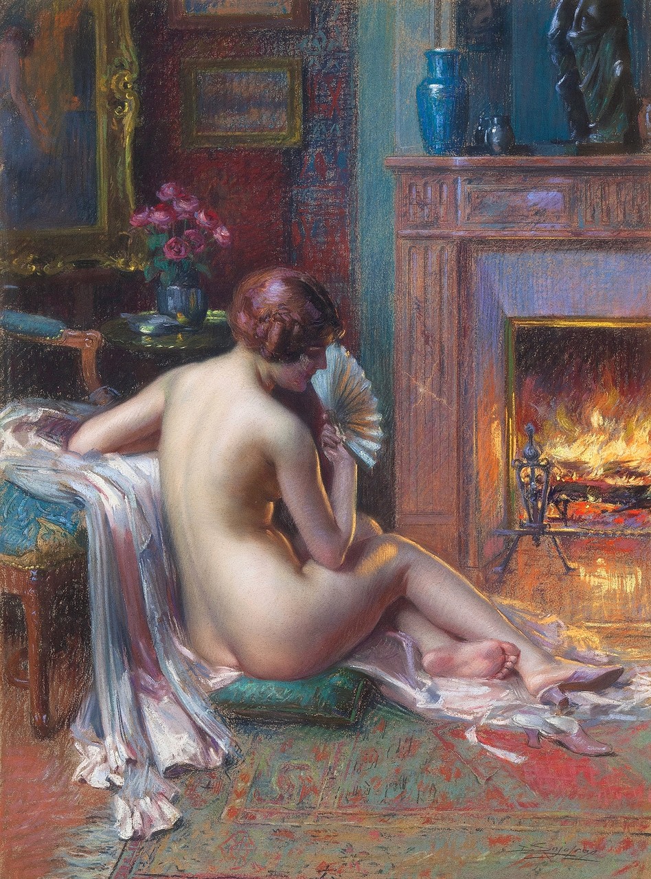 Delphin Enjolras (French, 1857-1945) - Catherine La Rose (36) pastel