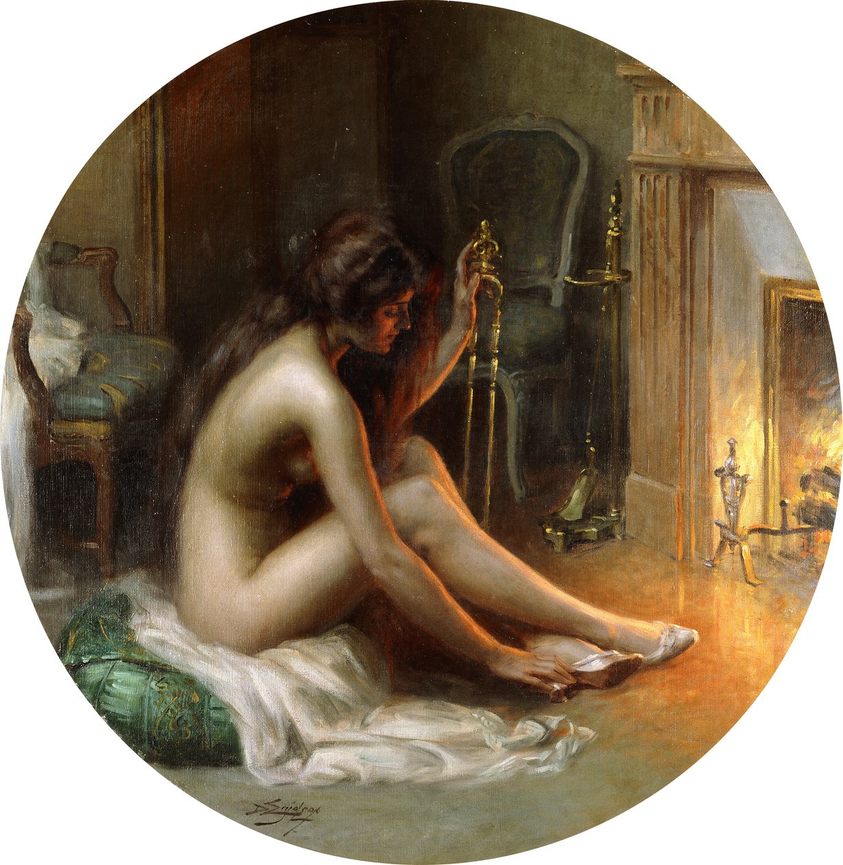 Delphin_Enjolras_-_Près du feu huile